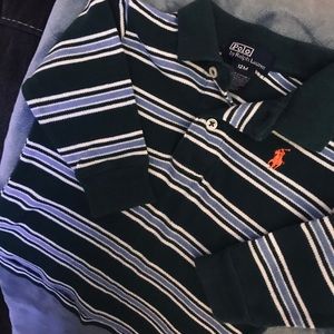 Long sleeve striped Polo shirt.   Size 12M